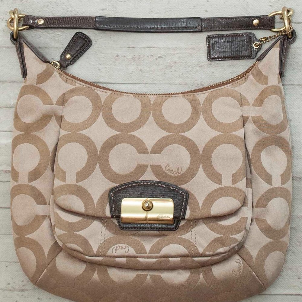 Coach Kristin Op Art Signature Hobo Sateen Bag - Picture 4 of 6
